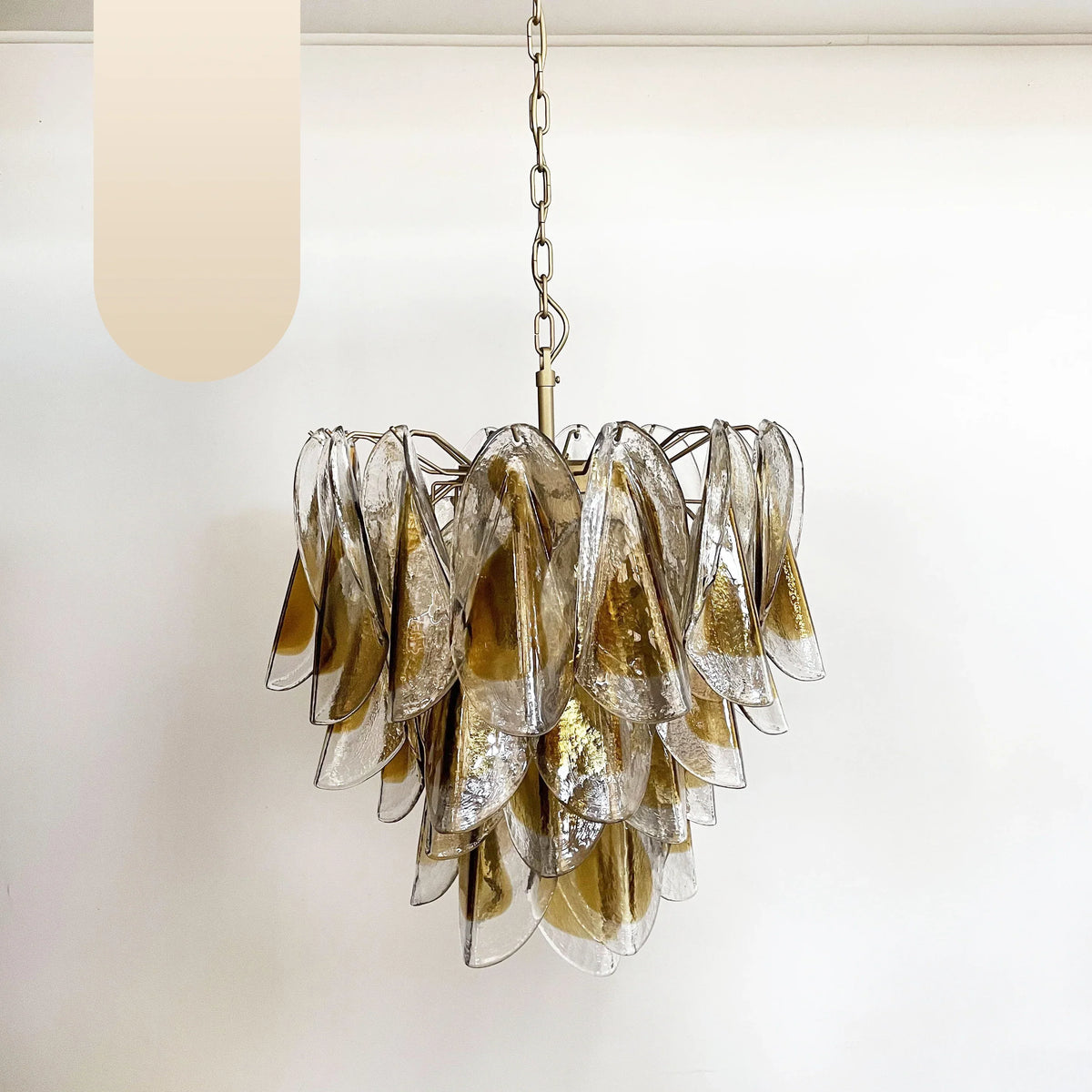 Vintage Murano Swallows Amber Glass Chandelier 21.6"
