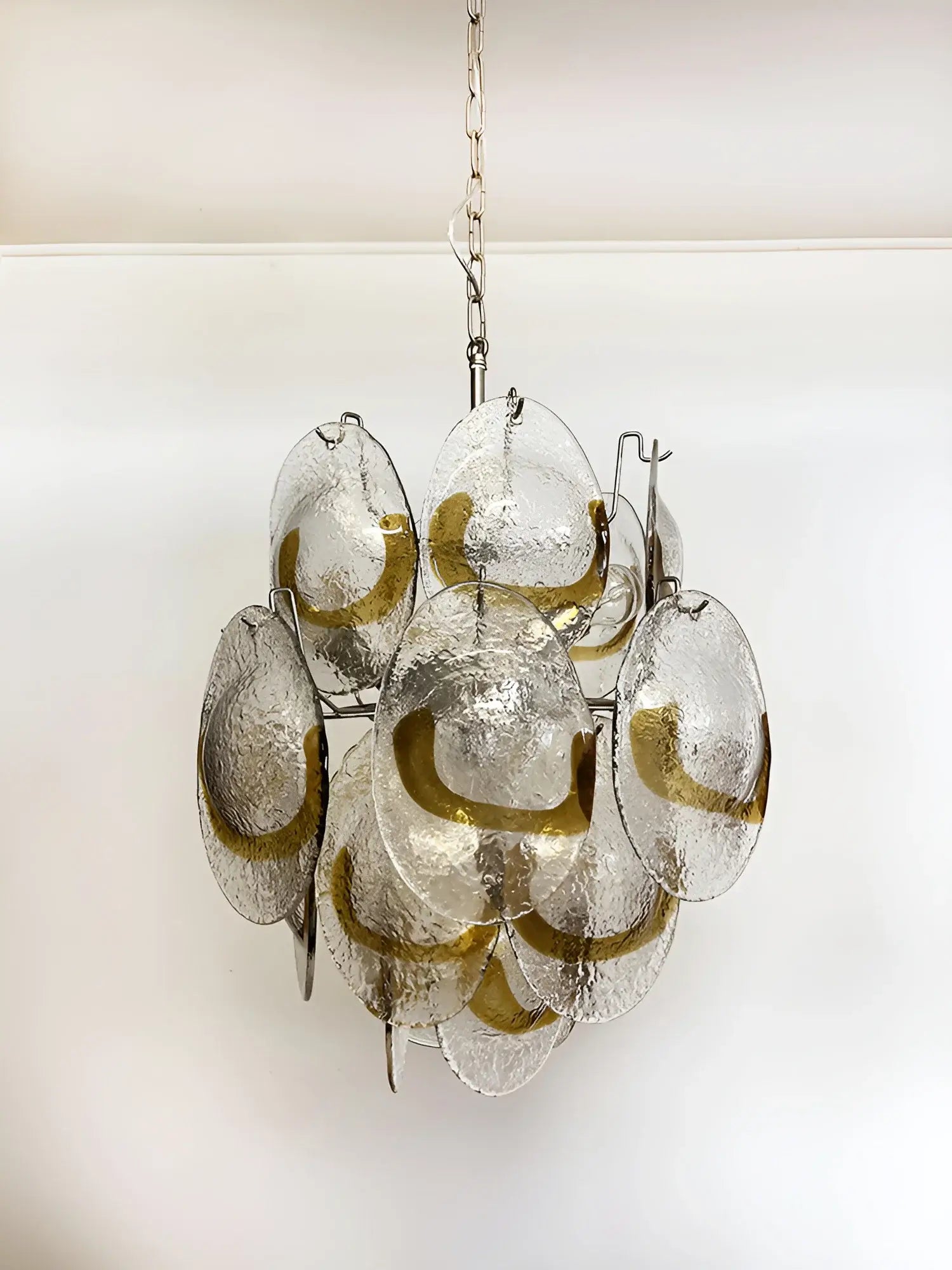 Vintage Murano Transparent Amber Chandelier 17.7"