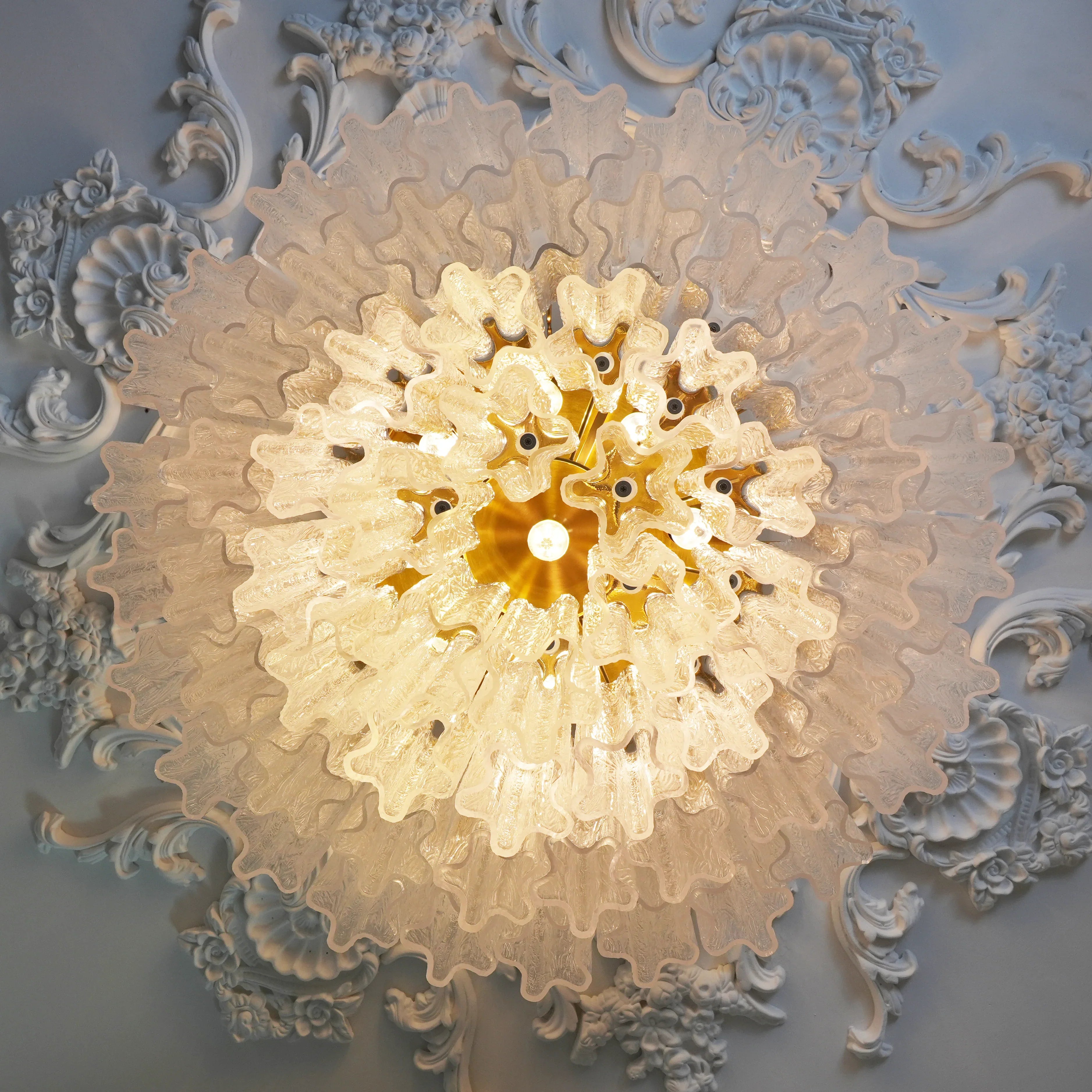 Vintage Murano Transparent Glass Ceiling Light 25.6"