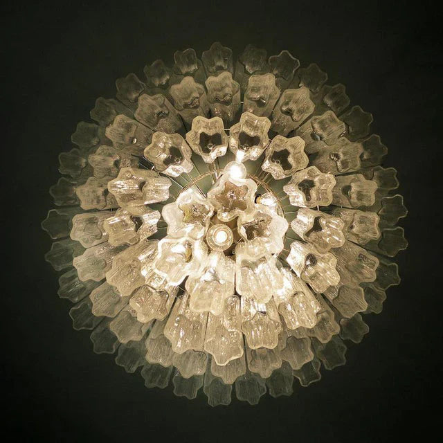 Vintage Murano Transparent Glass Chandelier 33.5"