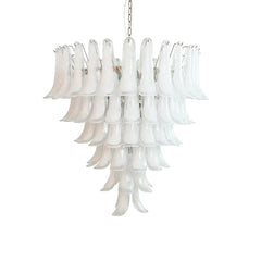 Vintage Murano Transparent Glass Petals Chandelier 31.5"