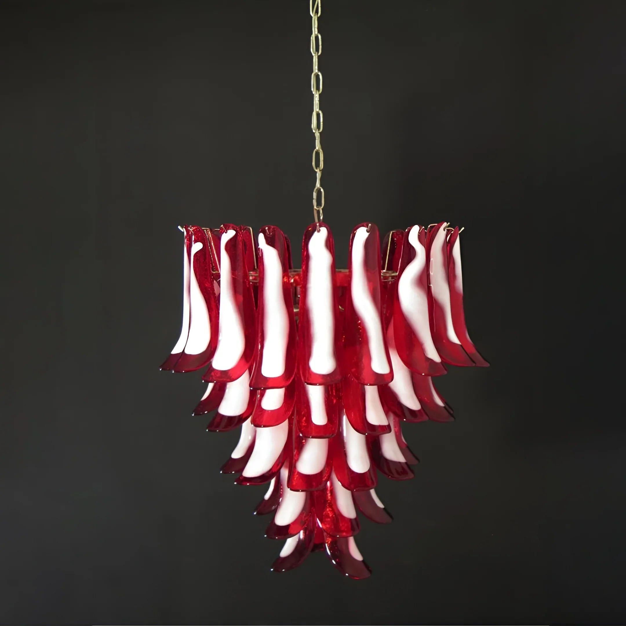 Vintage Red Murano Glass Petals Chandelier 26"