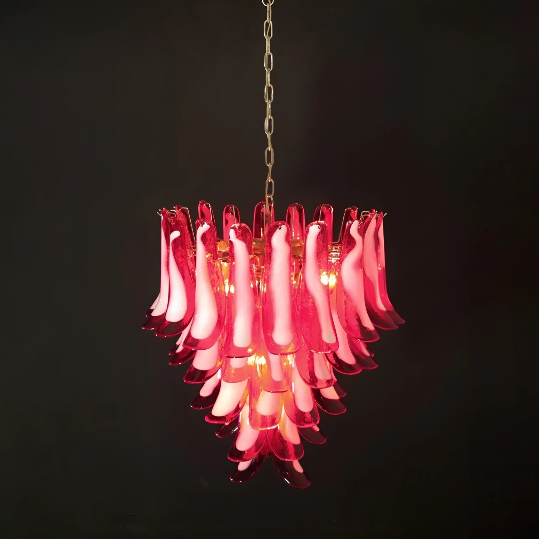 Vintage Red Murano Glass Petals Chandelier 26"
