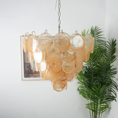 Elegant Gold Murano Iridescent Disc Chandelier 27.6"