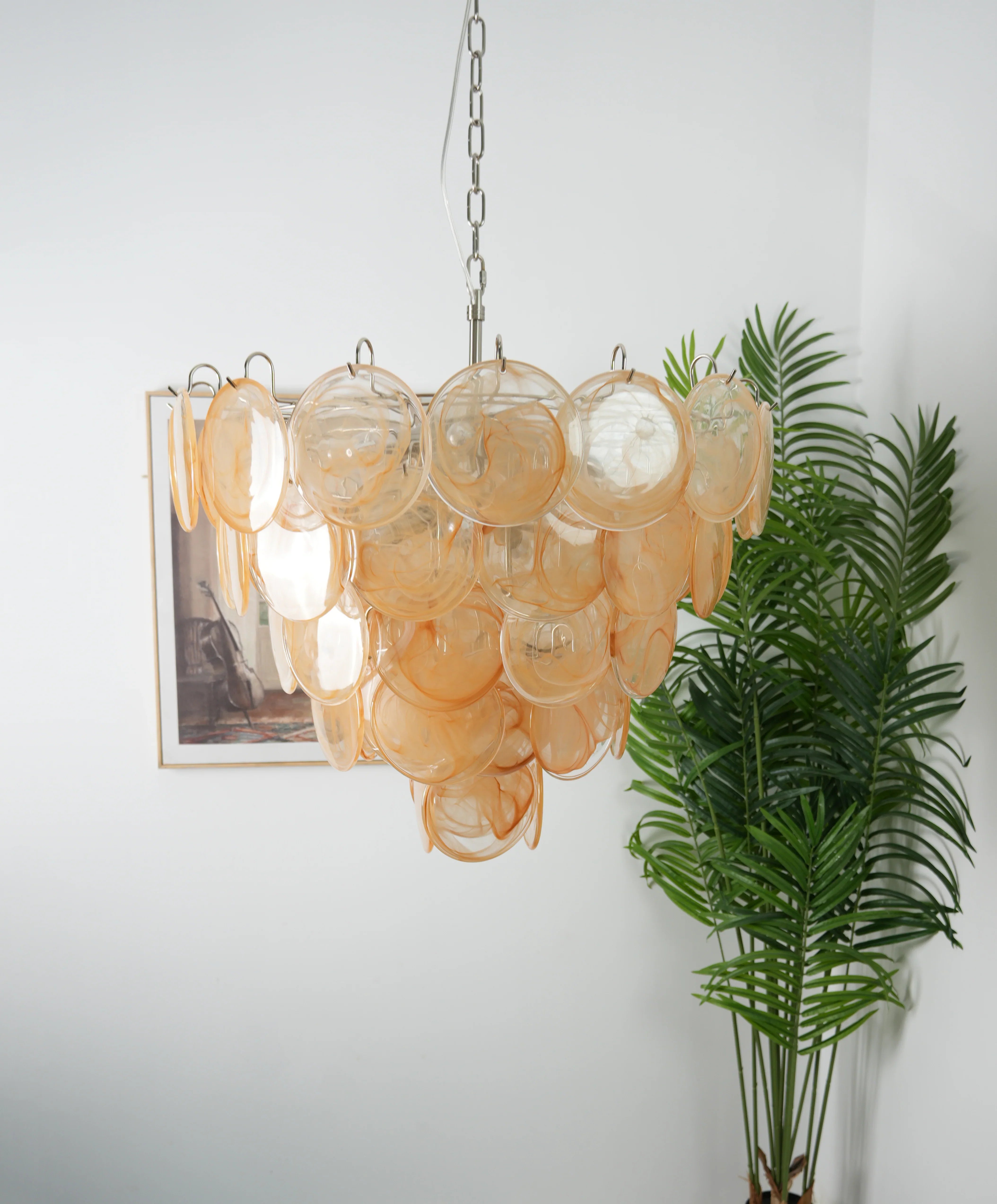 Elegant Gold Murano Iridescent Disc Chandelier 27.6"