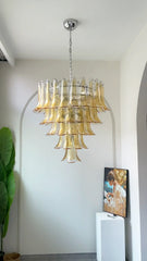 Vintage Transparent Amber Murano Glass Petals Chandelier 26"