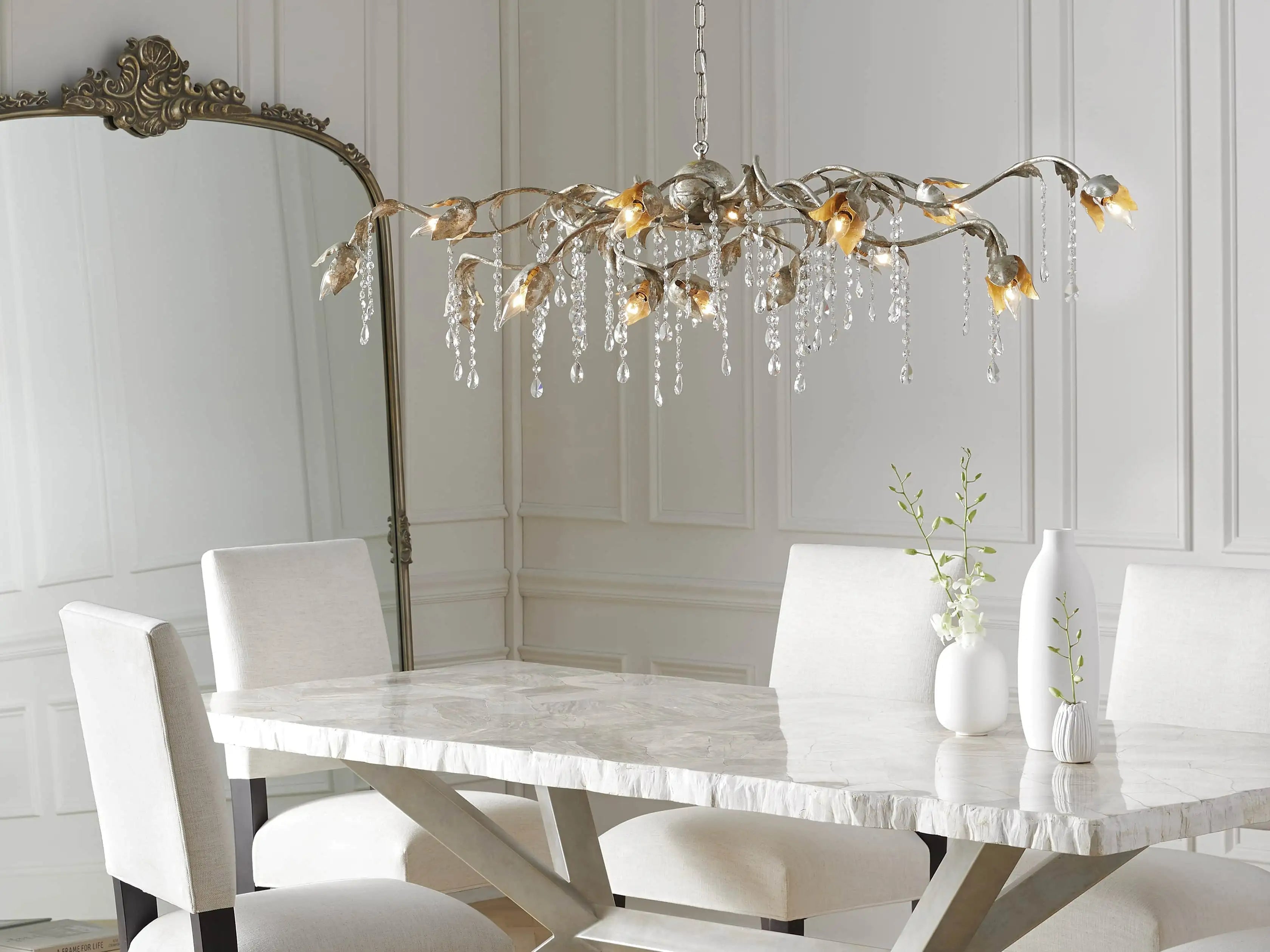 Gothic Viticcio Rectangular Chandelier 61" 71'' - Silver