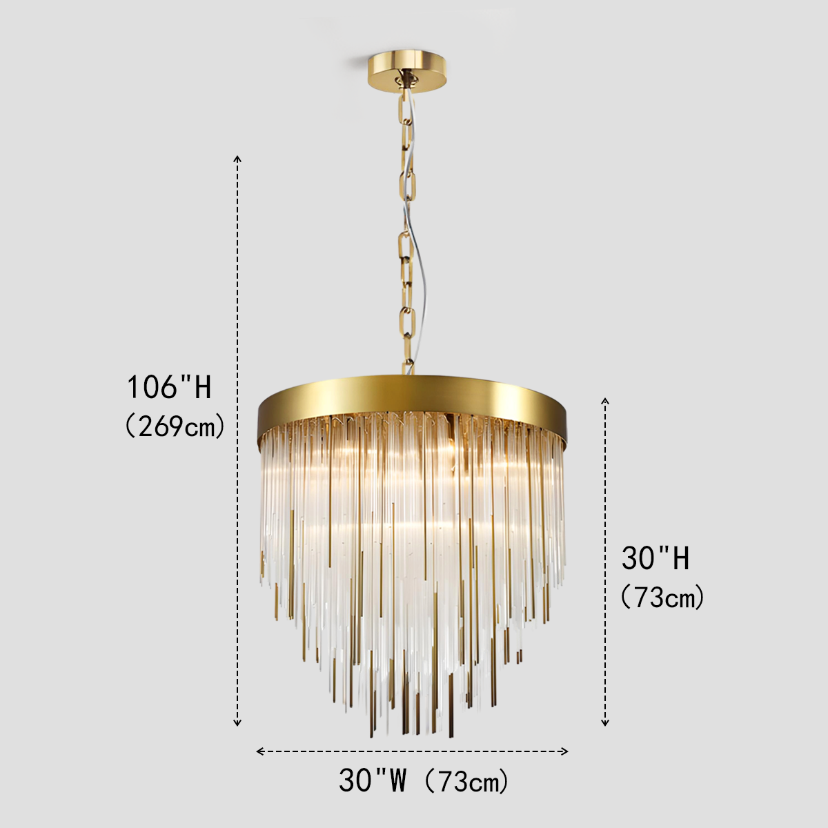 Waterfall Aged Brass Chandelier Ceiling Light 30"