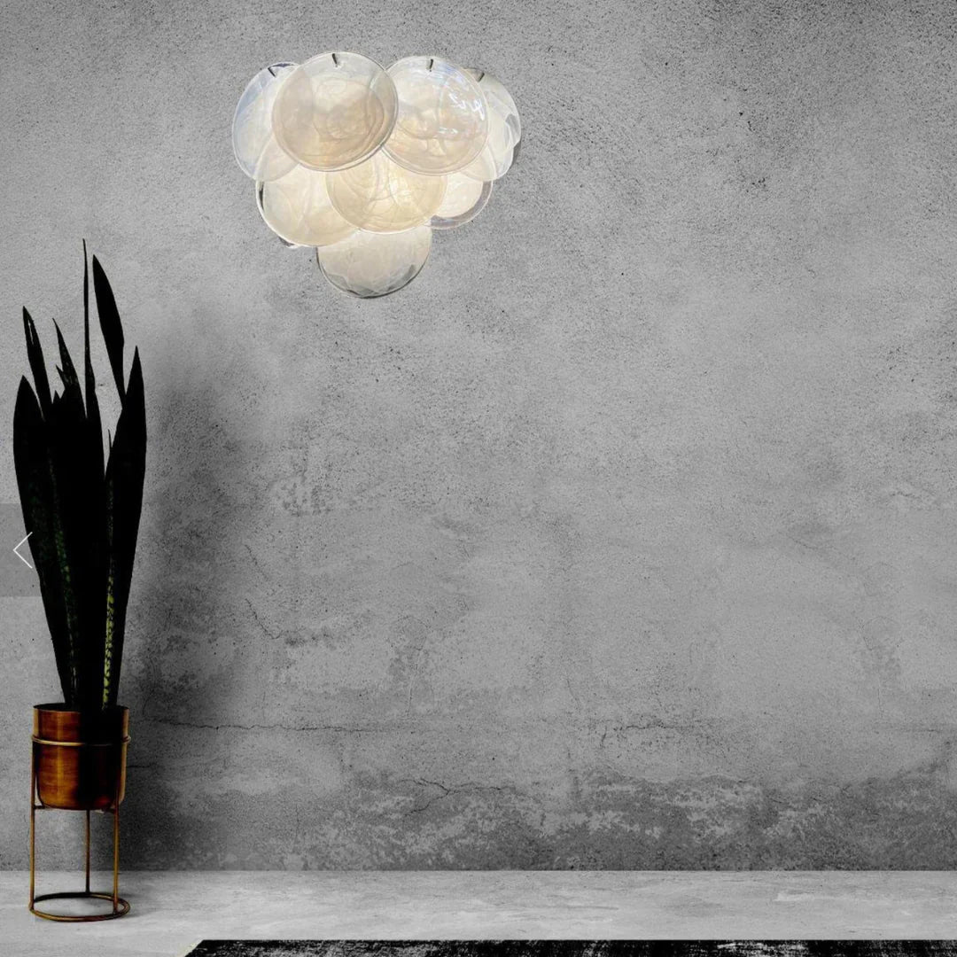 White Murano Disc Glass Wall Sconce 13.4"