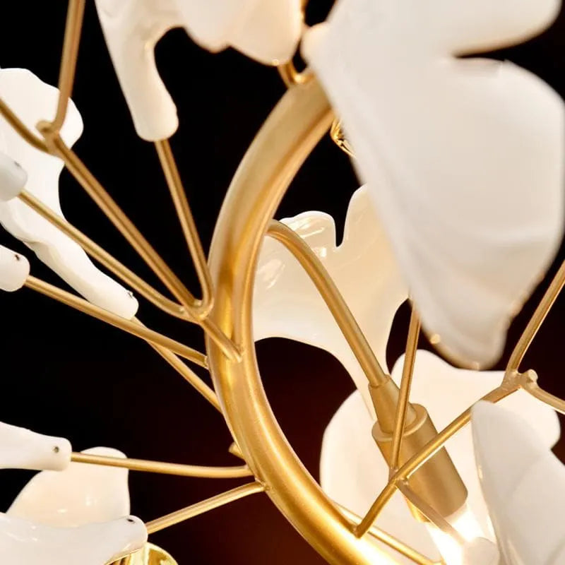 Twilight Branches Ceramic Ginkgo Tree Petal Chandelier 4 Size