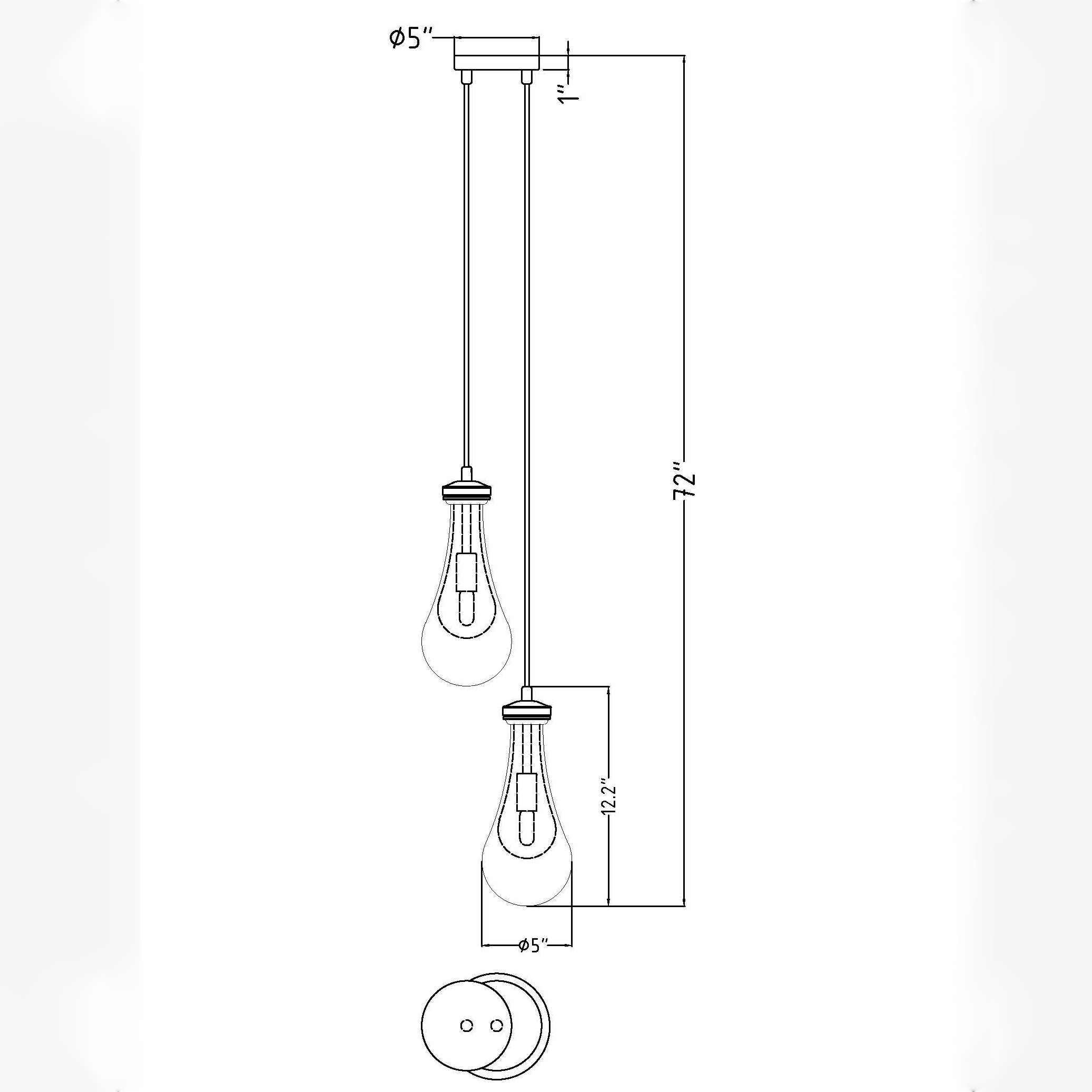 Raindrop Round Chandelier 2 LIGHTS D 5"
