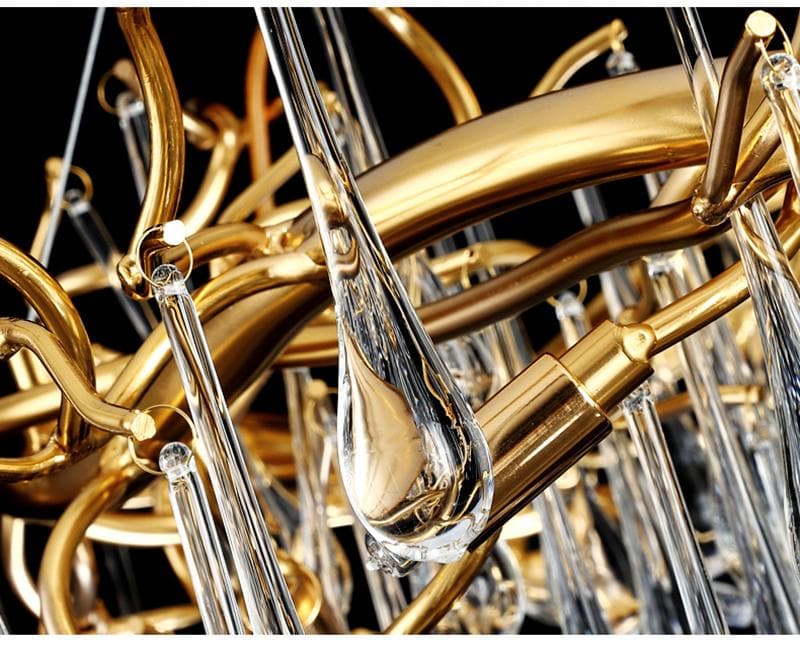 Branch Round Long Teardrop Crystal Chandelier