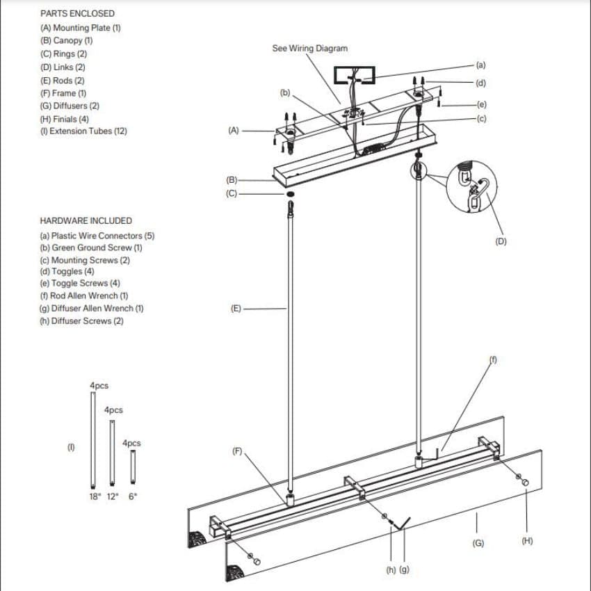 Vouvry Linear Chandelier 54"