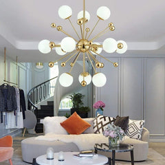 12-lights Gold Lamp Body White Lampshade Chandelier