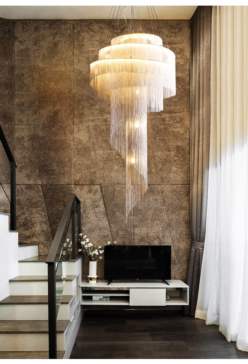 Alisa Luxury Aluminum Chain Tassel Ring Multilayer Chandelier 47'' 59'' 67''H