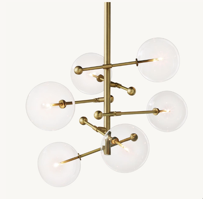 Glass Globe Mobile Six-Arm Chandelier 40"