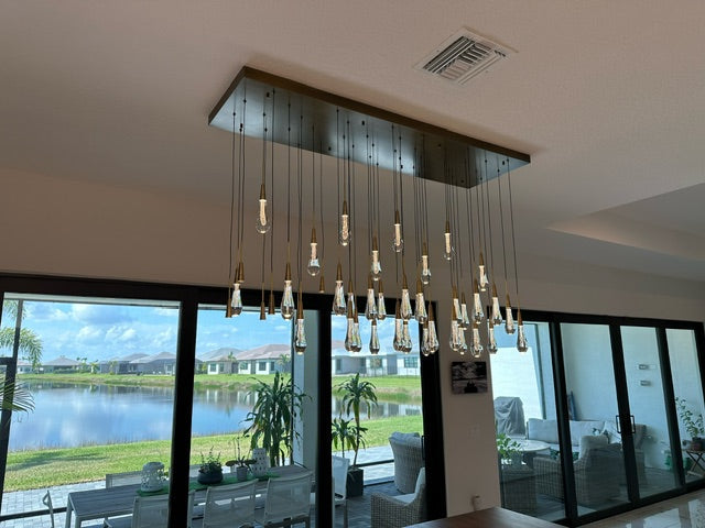 Elara Solitaires Linear Crystal Chandelier 37'' 50'' 70'' 87" 120"W#color_brass