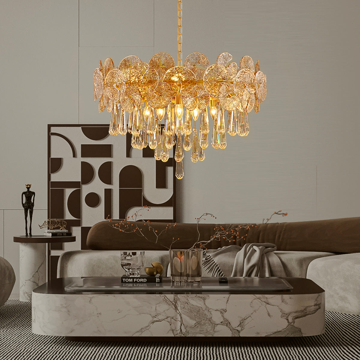 Modern Luxury Gold Glass Chandelier