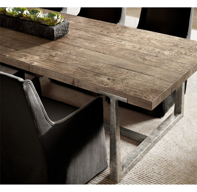 T-Brace Rectangular Extension Dining Table