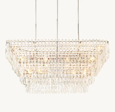 Marignac Crystal Chain Multi-Tier Rectangle Chandelier 60" 72"