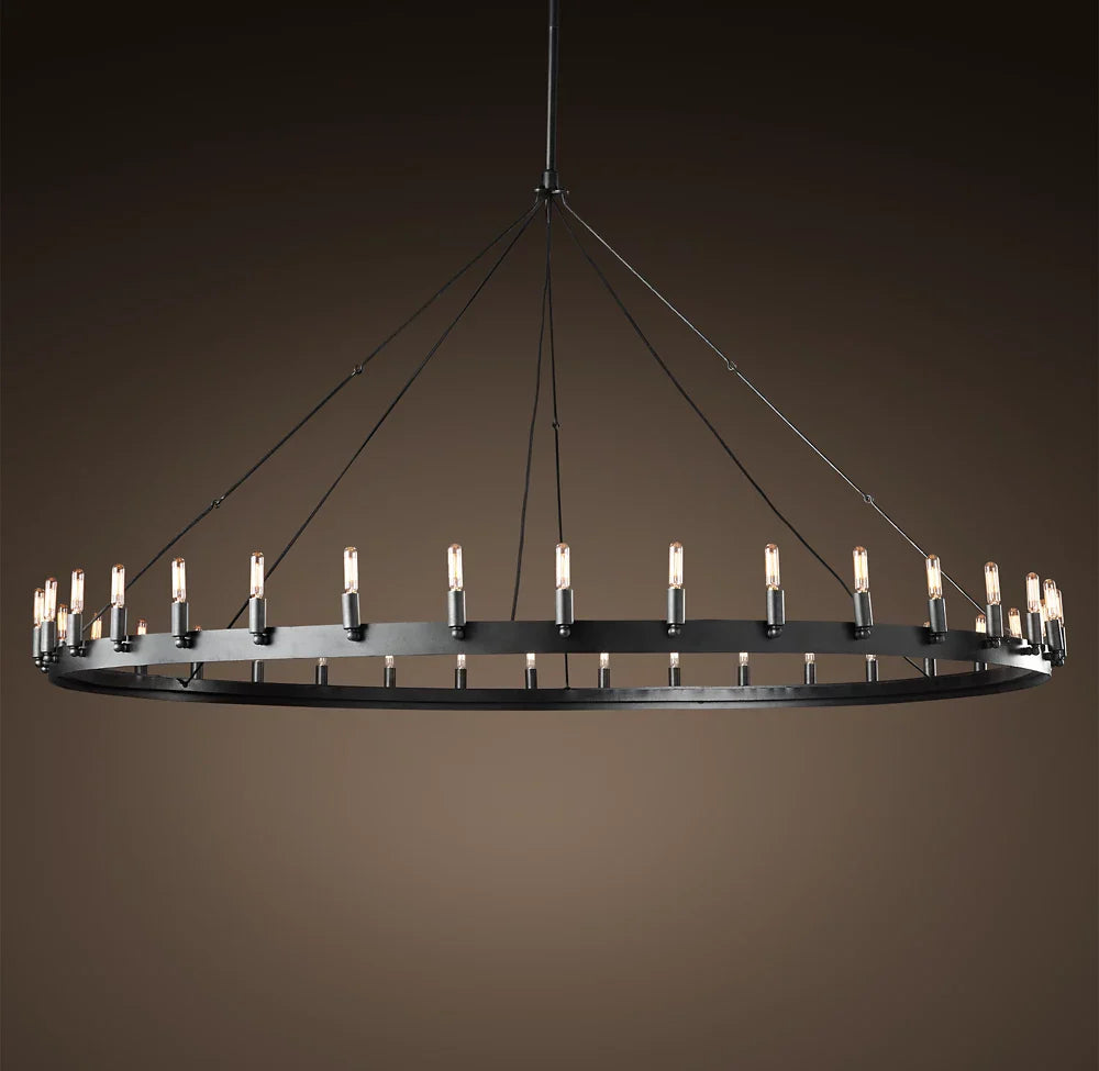 Vintage Filament Round Chandelier 63" 30-Lights 73''