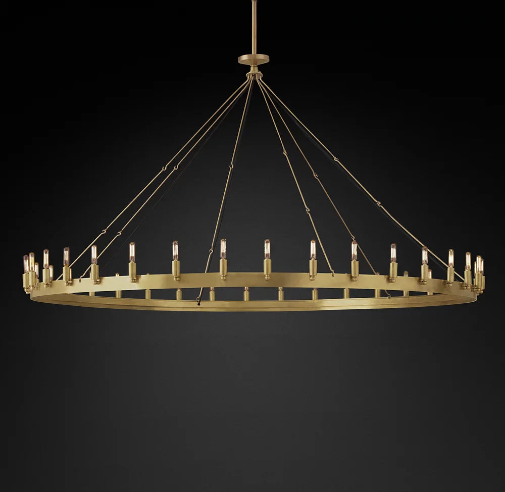 Vintage Filament Round Chandelier 63" 30-Lights 73''