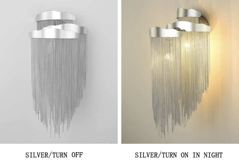 Modern Chain Tassel<br> 3 Lights Stacking Wall Sconce