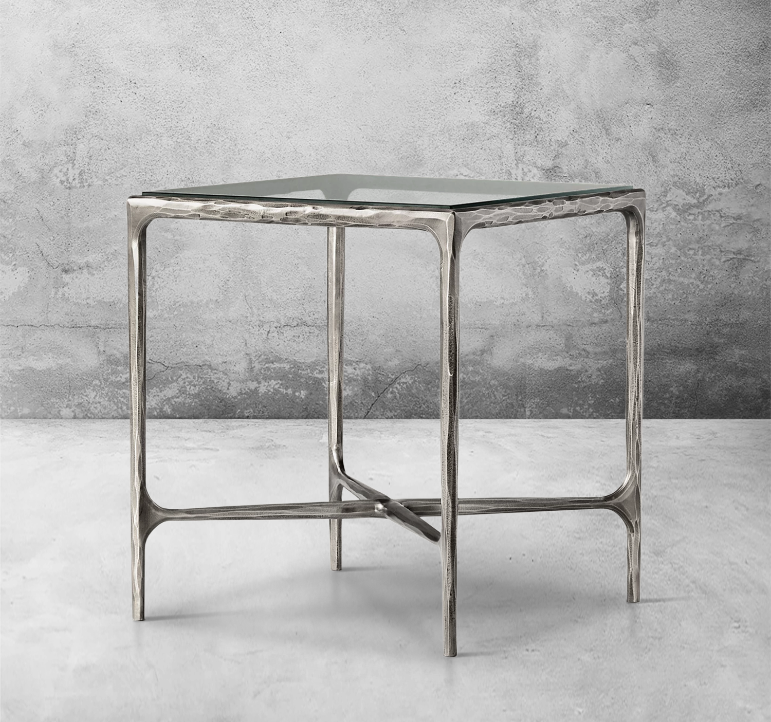 Thaddeus Glass Square Side Table 18" 22"