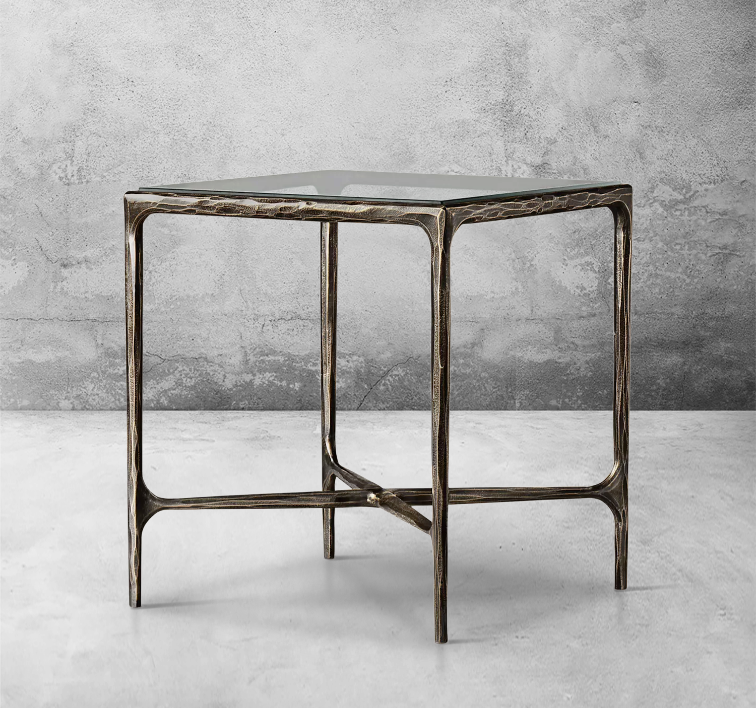 Thaddeus Glass Square Side Table 18" 22"