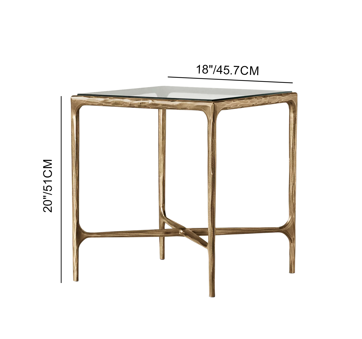 Thaddeus Glass Square Side Table 18" 22"