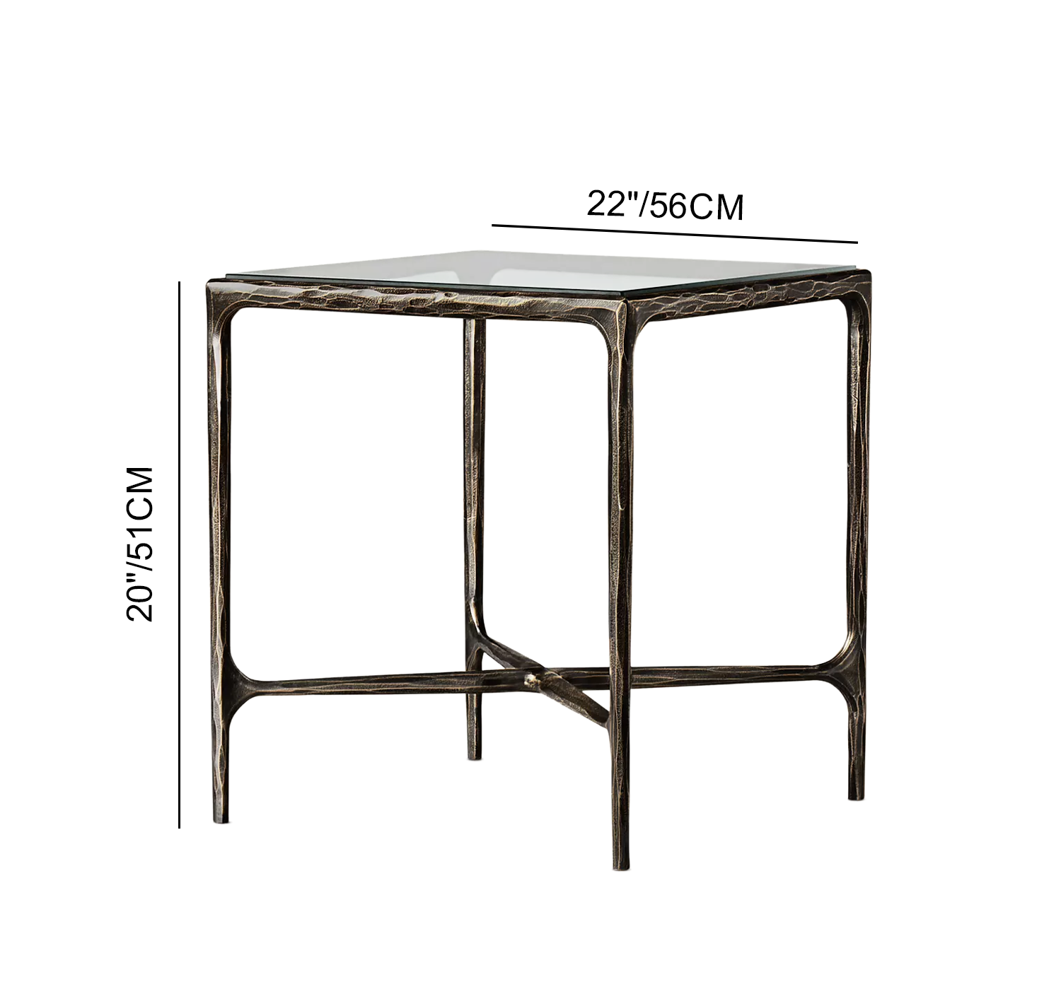 Thaddeus Glass Square Side Table 18" 22"