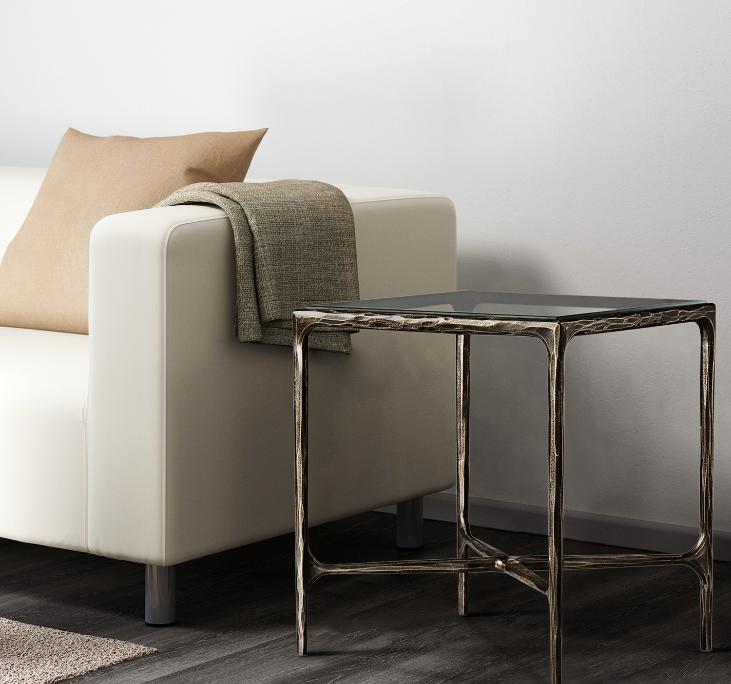 Thaddeus Glass Square Side Table 18" 22"